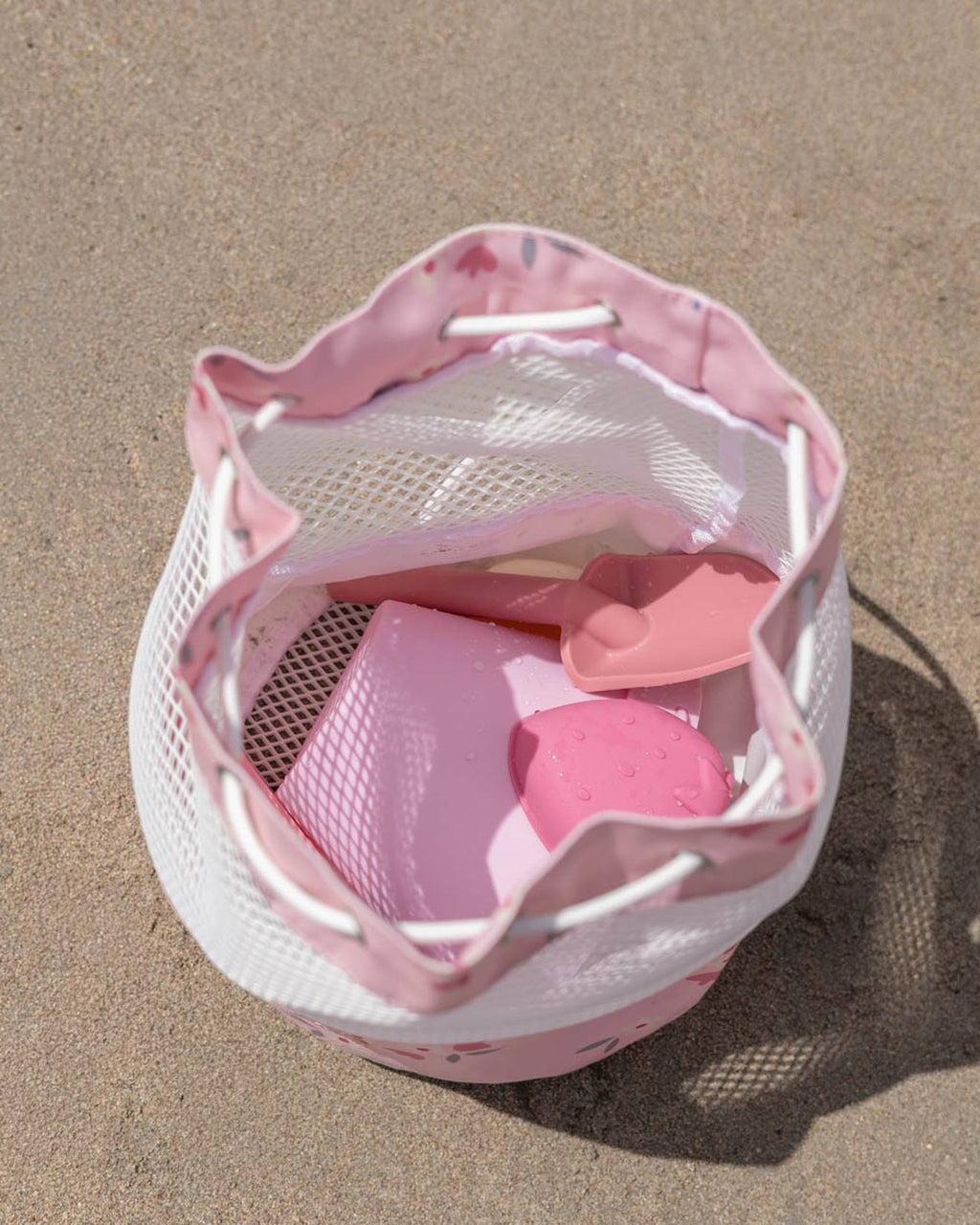Sac de plage enfant avec filet anti sable rose