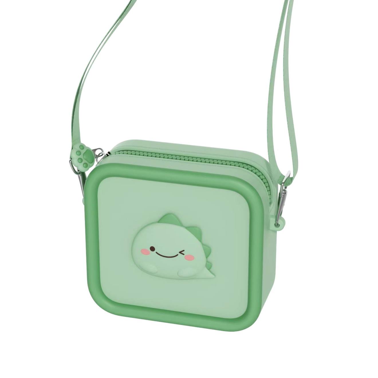 Sac pour appareil photo en silicone dino green vert, noir, rose