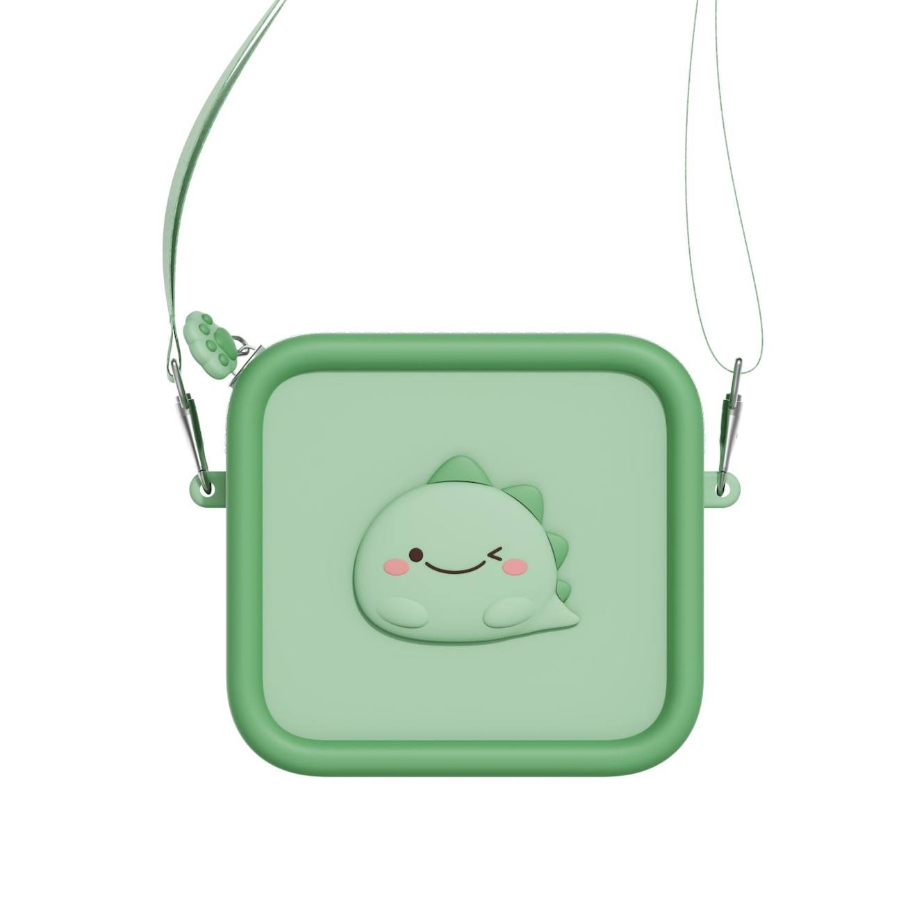 Sac pour appareil photo en silicone dino green vert, noir, rose