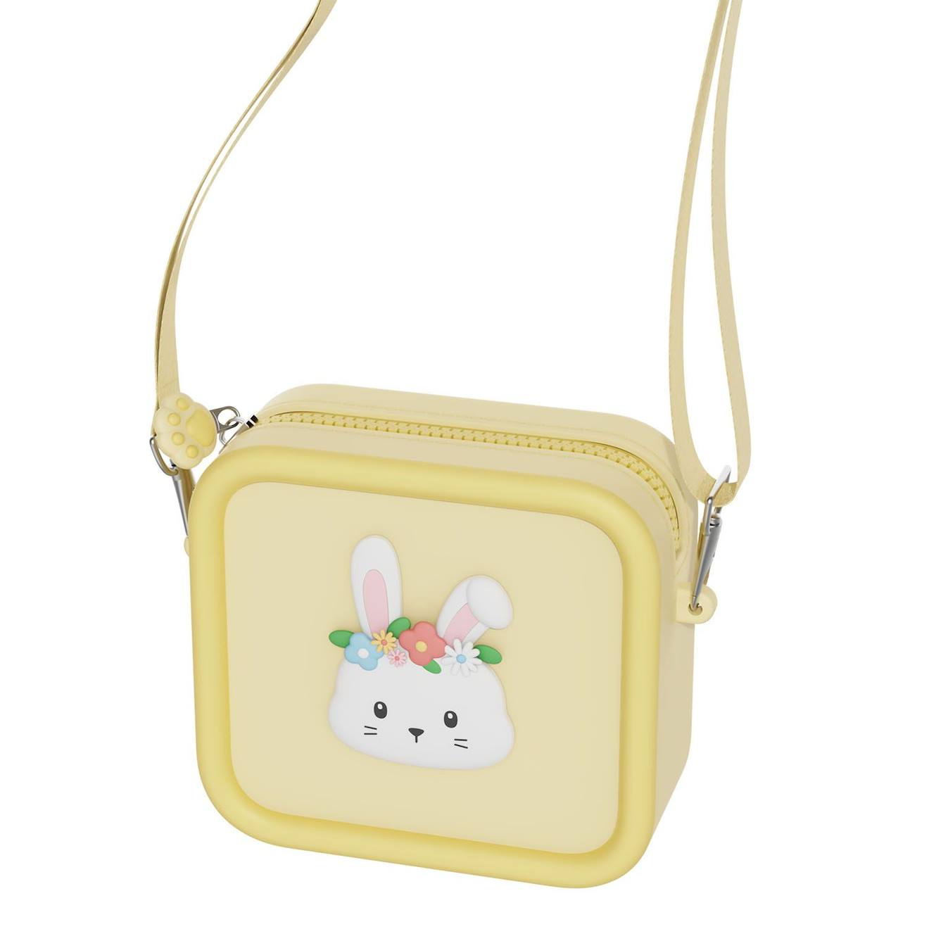 Sac pour appareil photo en silicone lapin des fleurs jaune, blanc, bleu