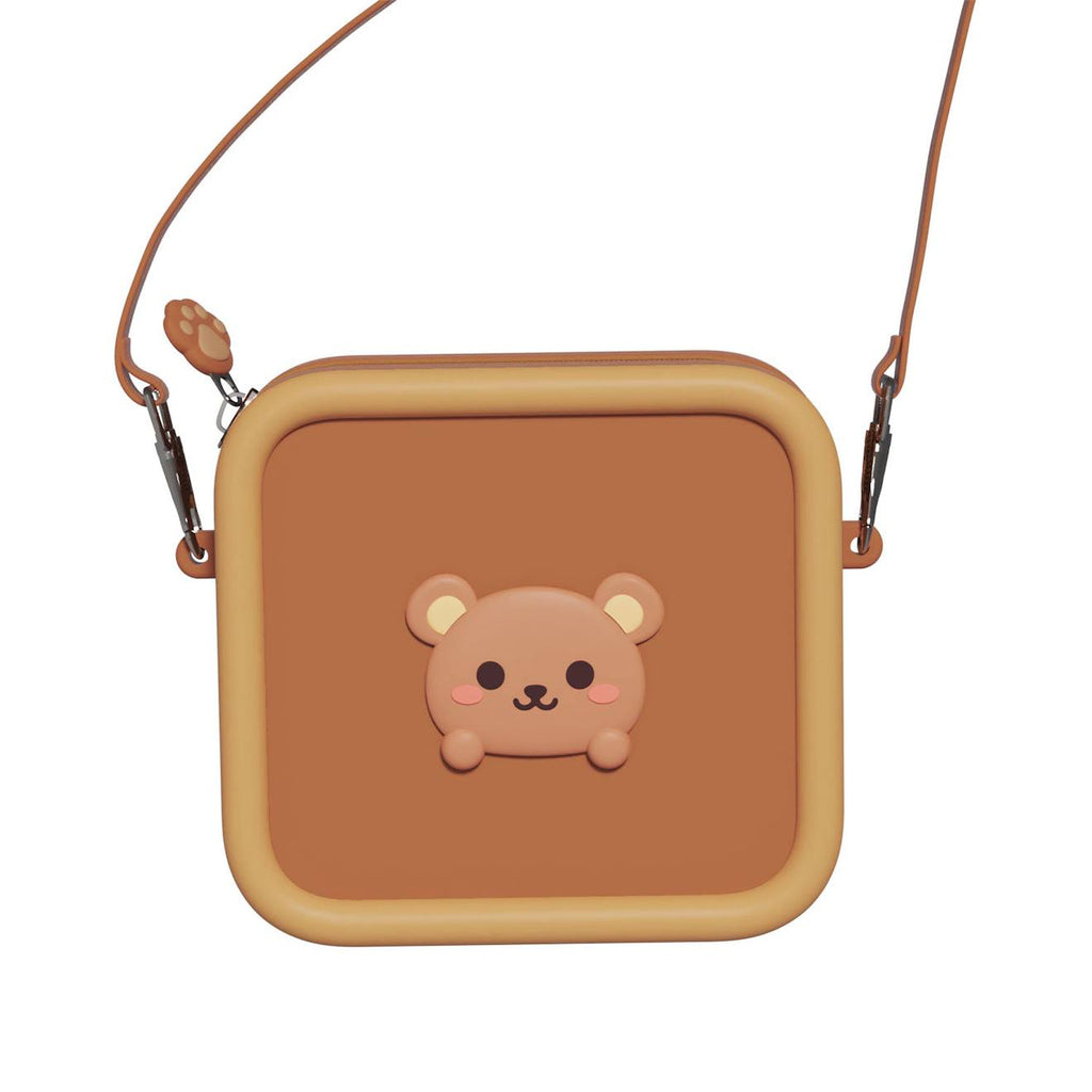 Sac pour appareil photo en silicone ours marron, beige, noir