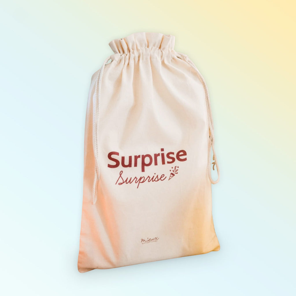 Sac cadeau en tissu coton beige réutilisable avec cordon de serrage