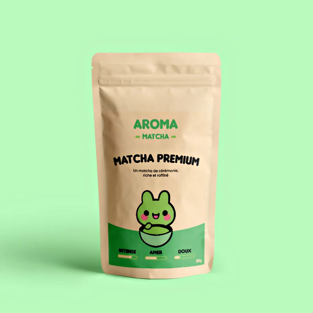 Sachet matcha bio vert vibrant pour latte maison