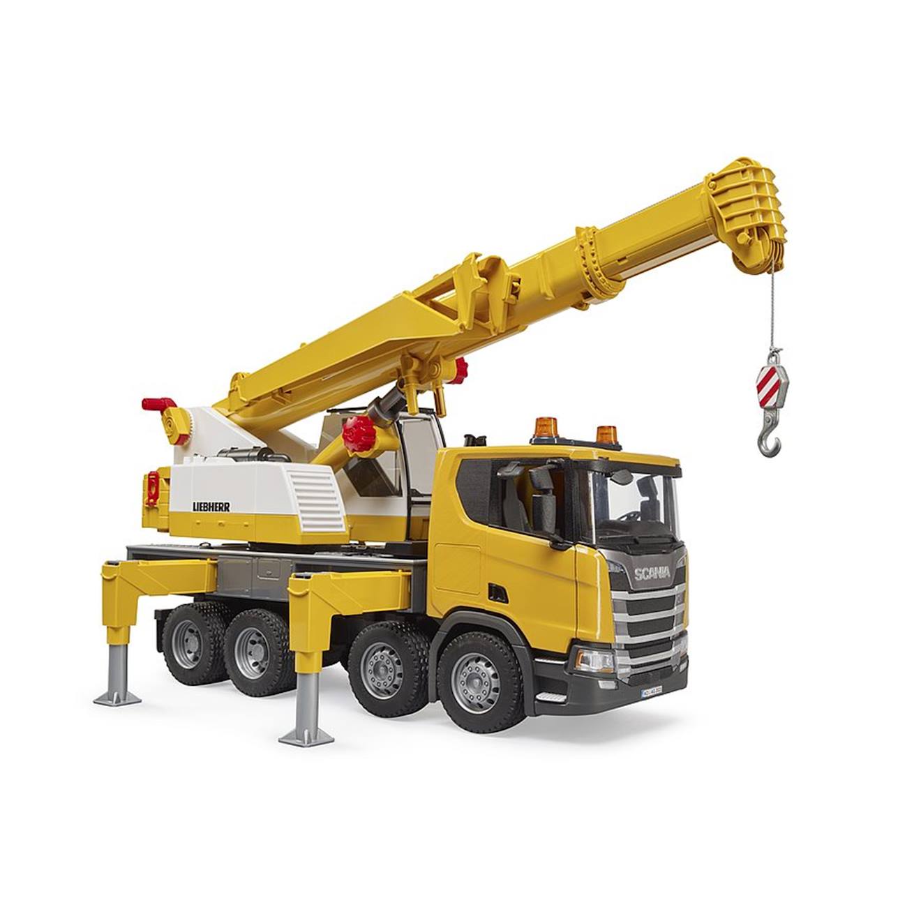 Scania super 560r liebherr camion-grue avec module son et lumière jaune