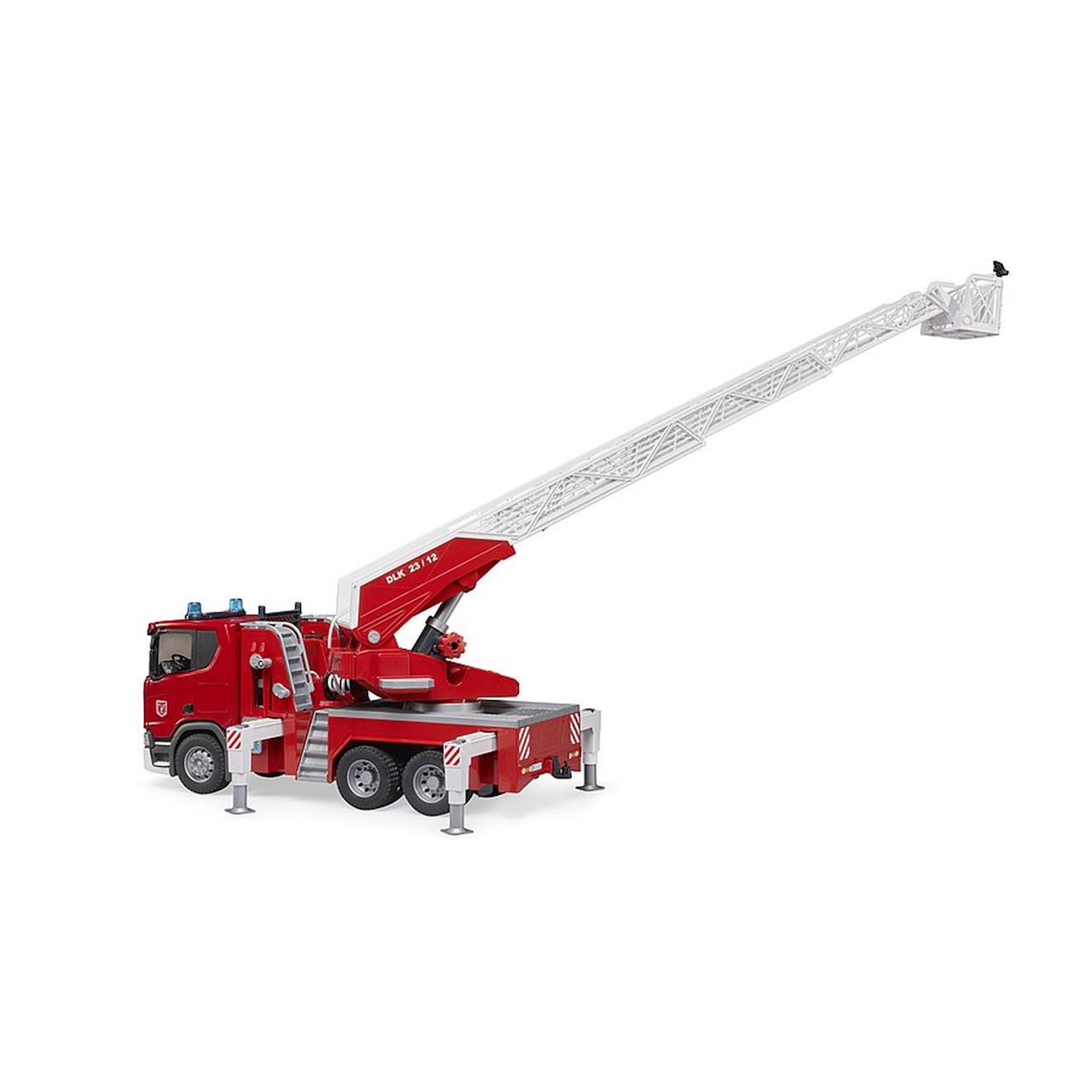 Scania super 560r pompiers avec échelle pivotante, pompe à eau et module light & sound rouge