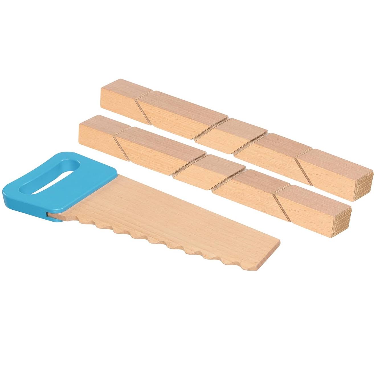Scie et blocs en bois à scratch beige