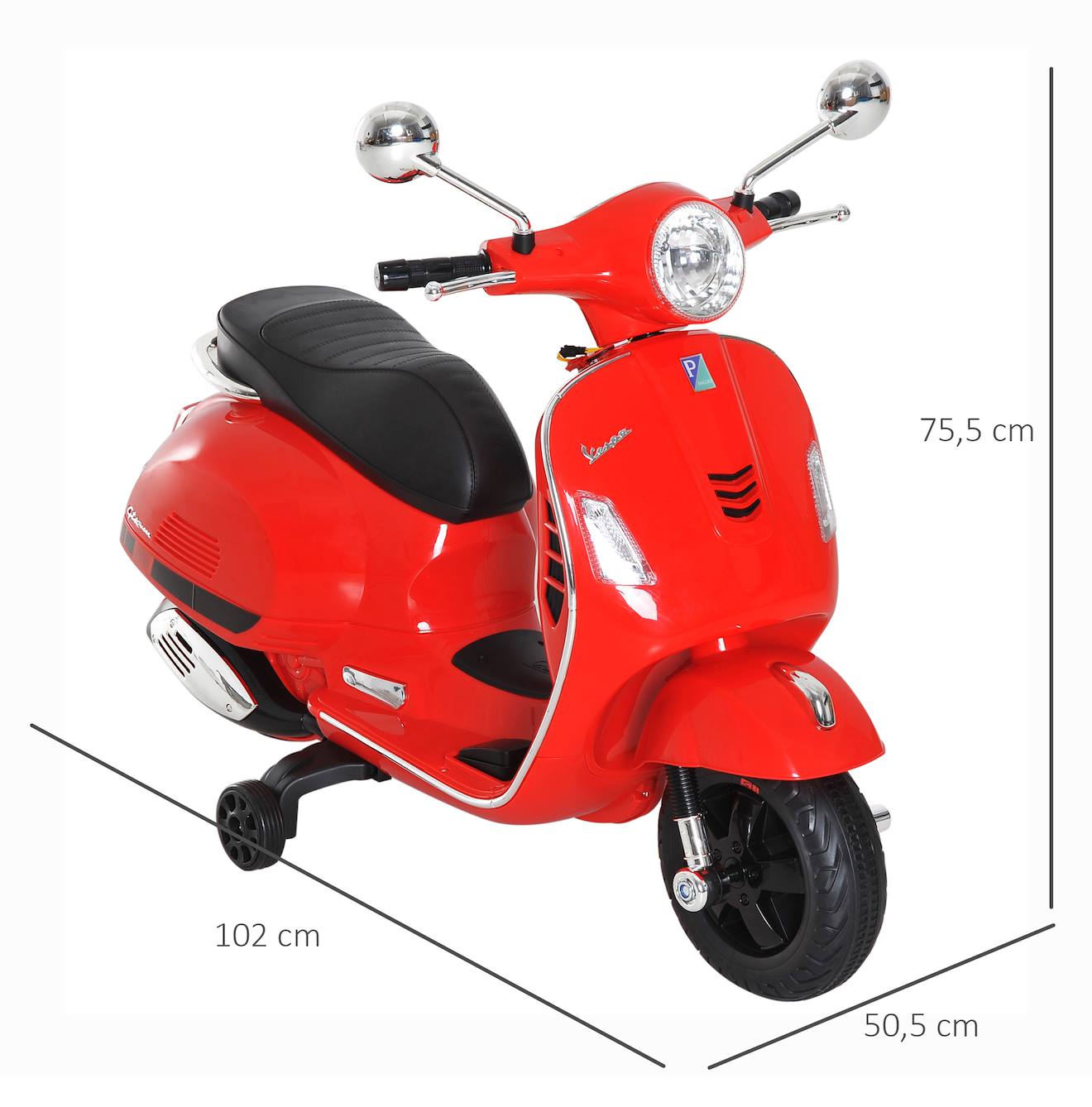 Scooter moto électrique enfant vespa 6v musique MP3 port USB klaxon phare feu ar rouge
