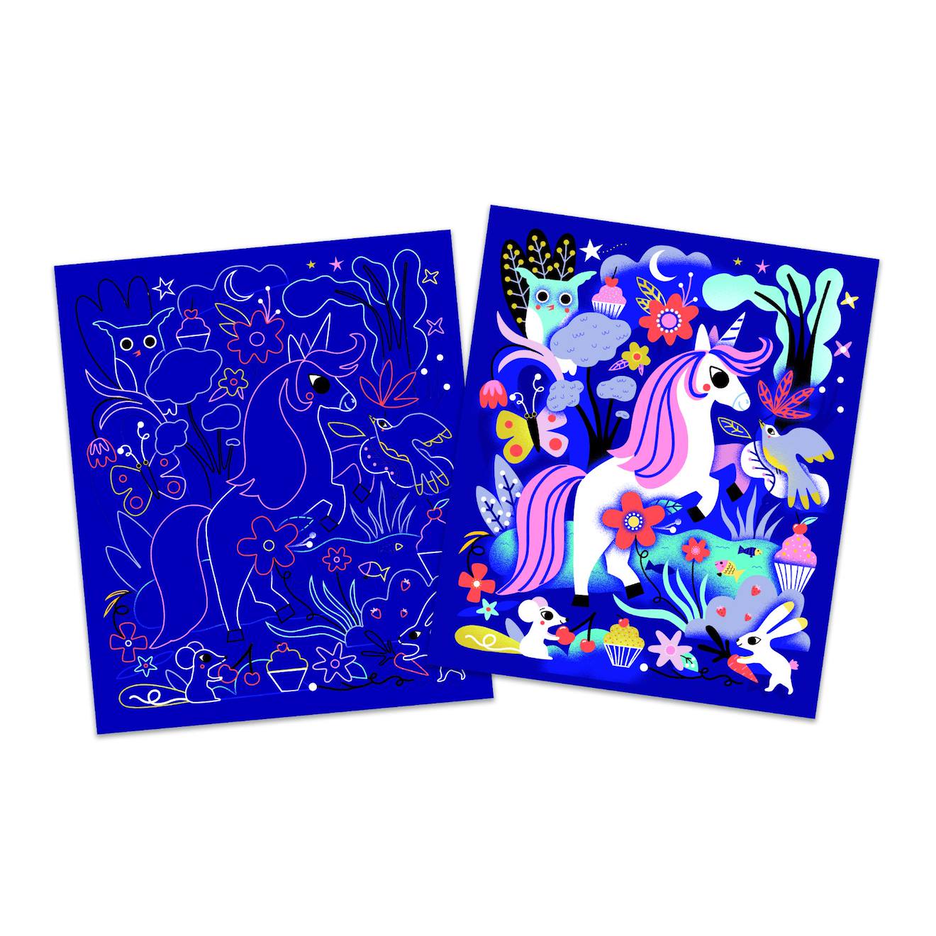 Scratch art irisés licornes multicolore