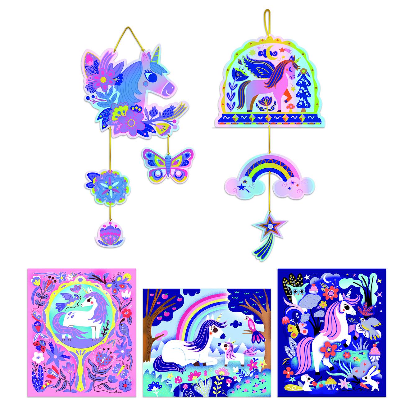 Scratch art irisés licornes multicolore