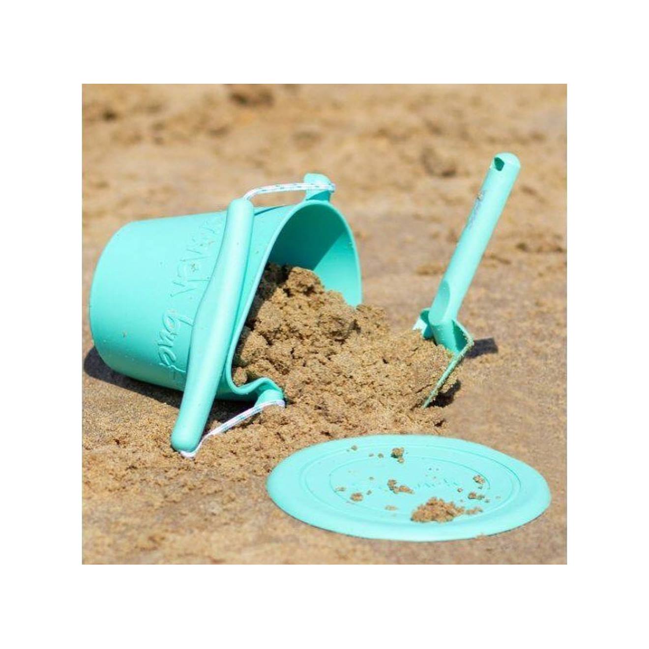 Seau de plage en silicone souple bleu