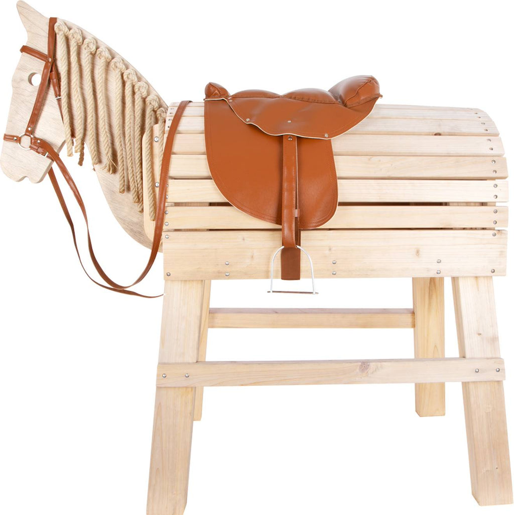 Selle et bride pour cheval de bois marron
