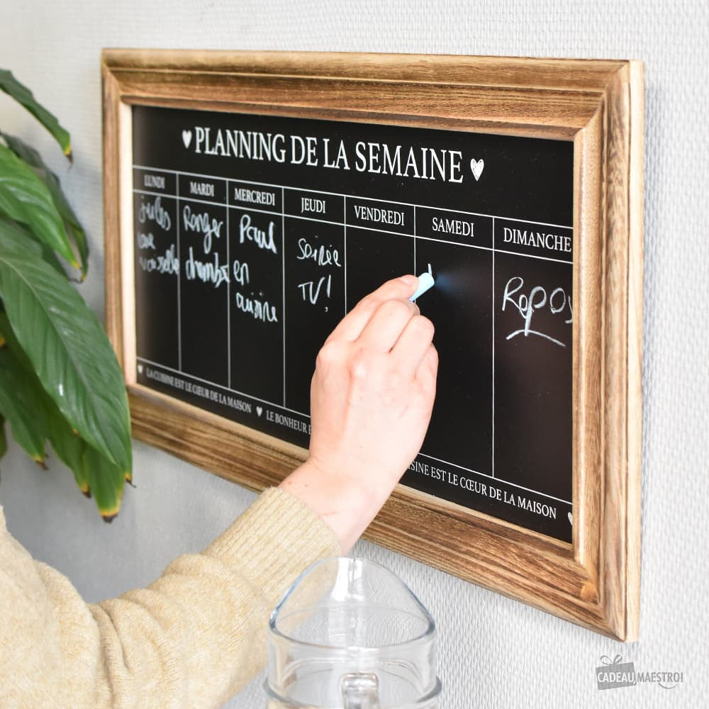 Semainier en Bois et Ardoise - Décoration Murale