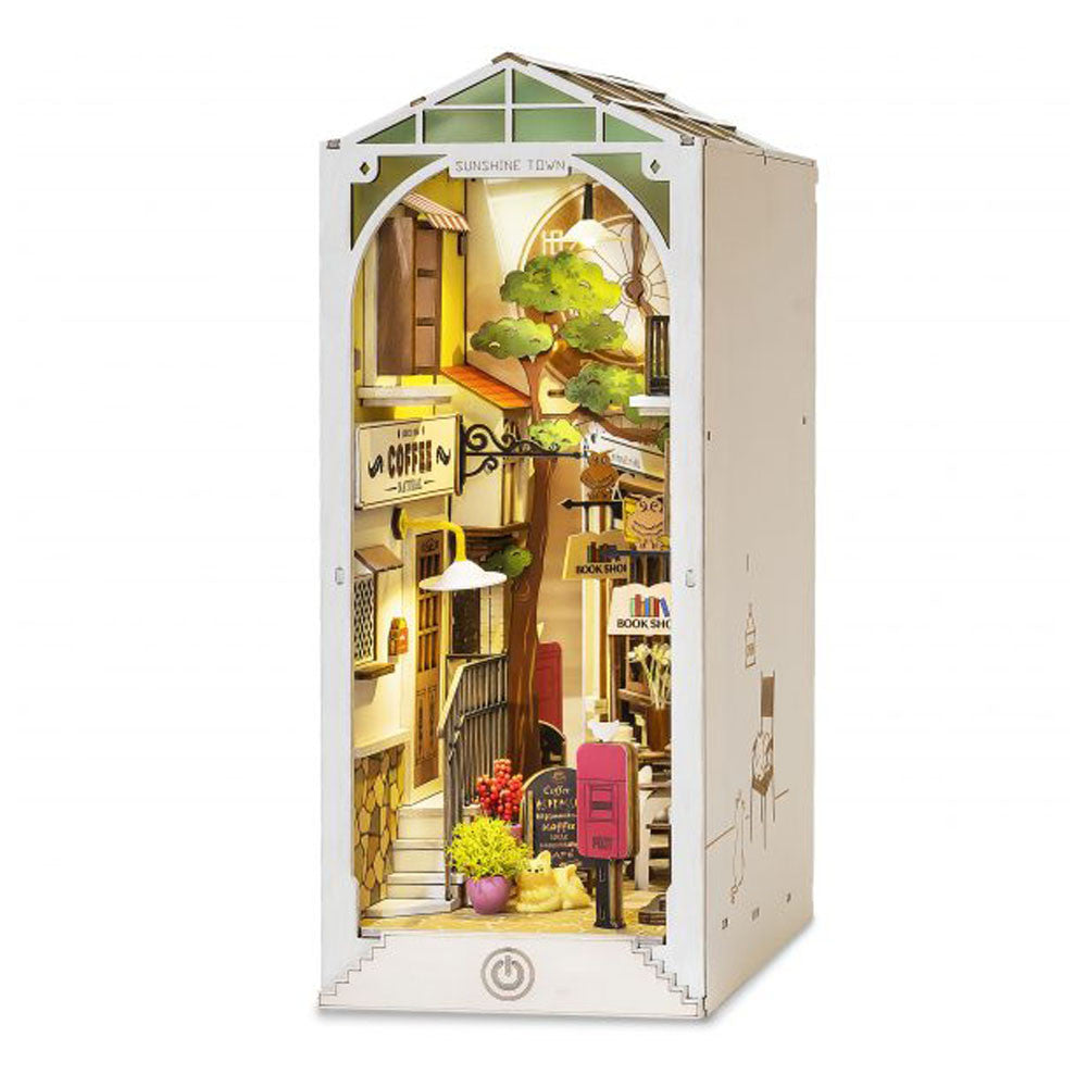 Serre-Livres Diorama Ville Ensoleillée à Construire - Objet Déco Original