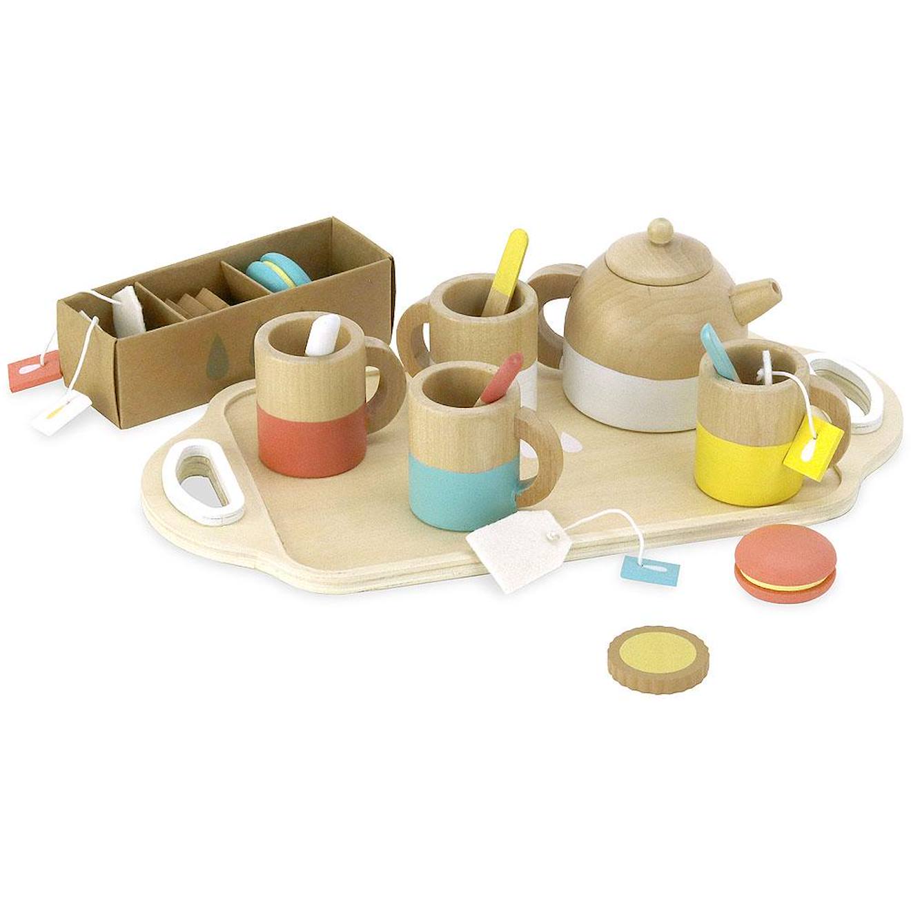 Service à thé en bois beige