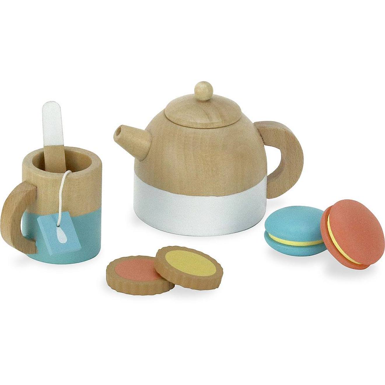Service à thé en bois beige