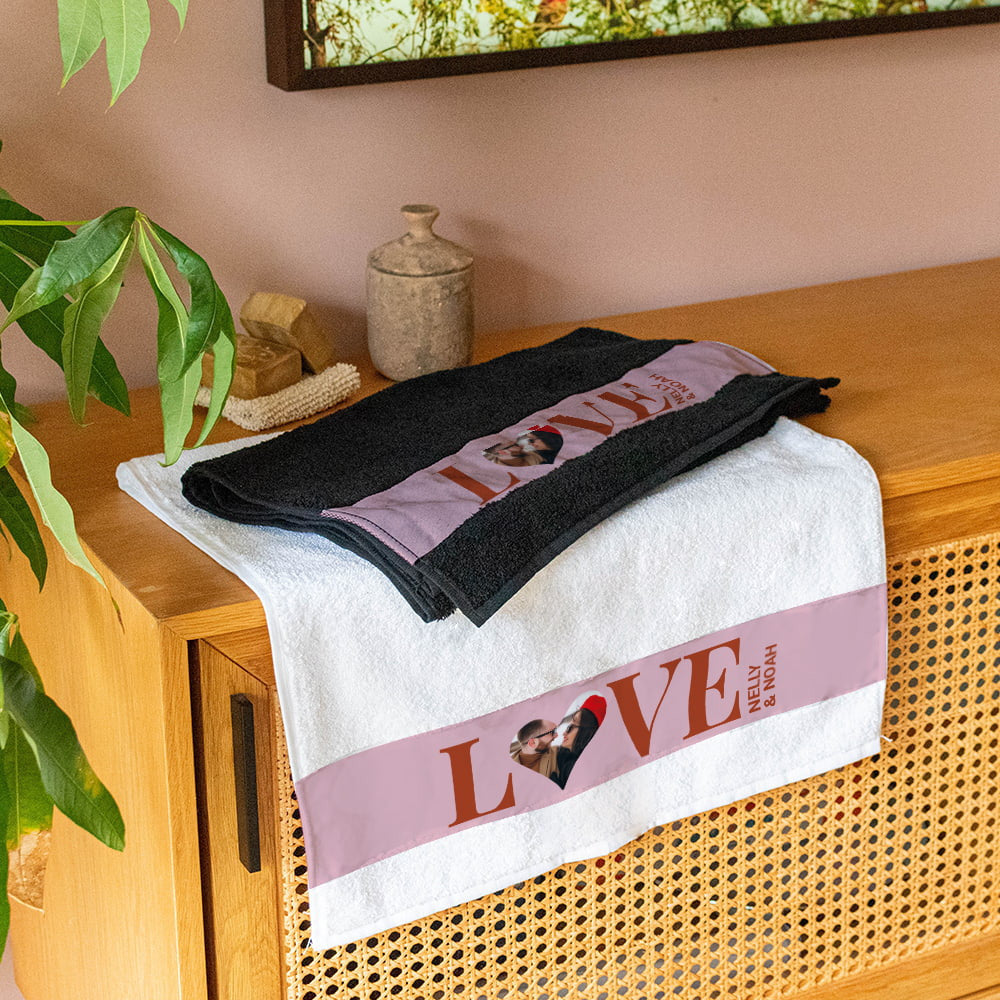 Serviette en Coton Love à Personnaliser - Accessoire Salle de Bain Originaux