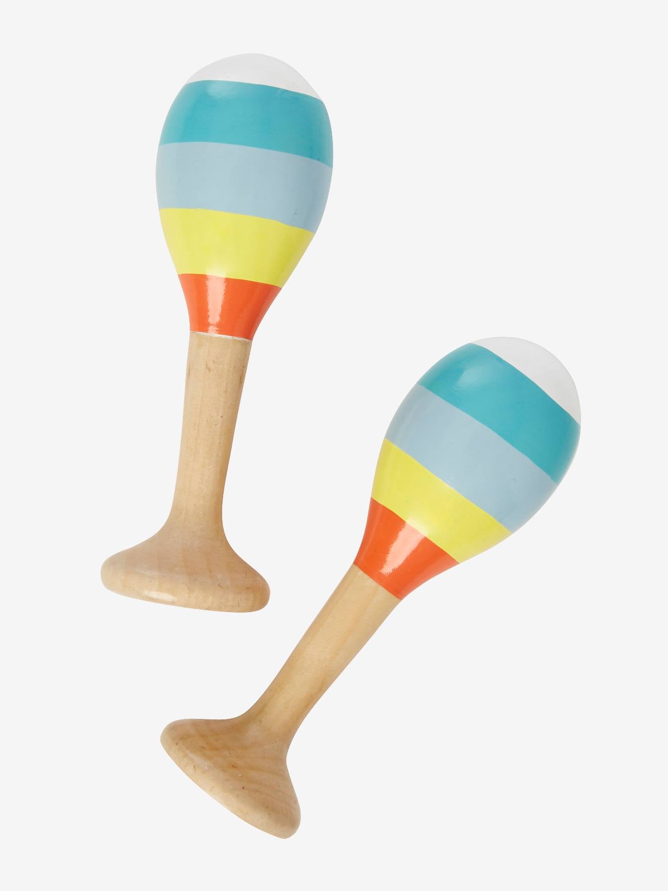 Set 3 instruments : maracas, tambourin, grelots en bois FSC multicolore