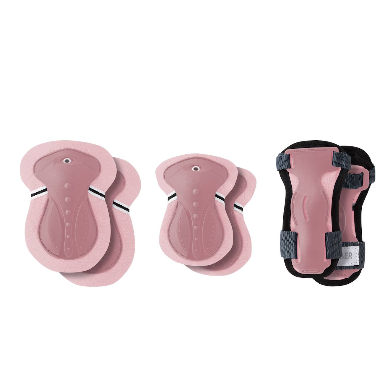 Set 3 protections enfant xs (coudes, genoux, poignets) rose pastel