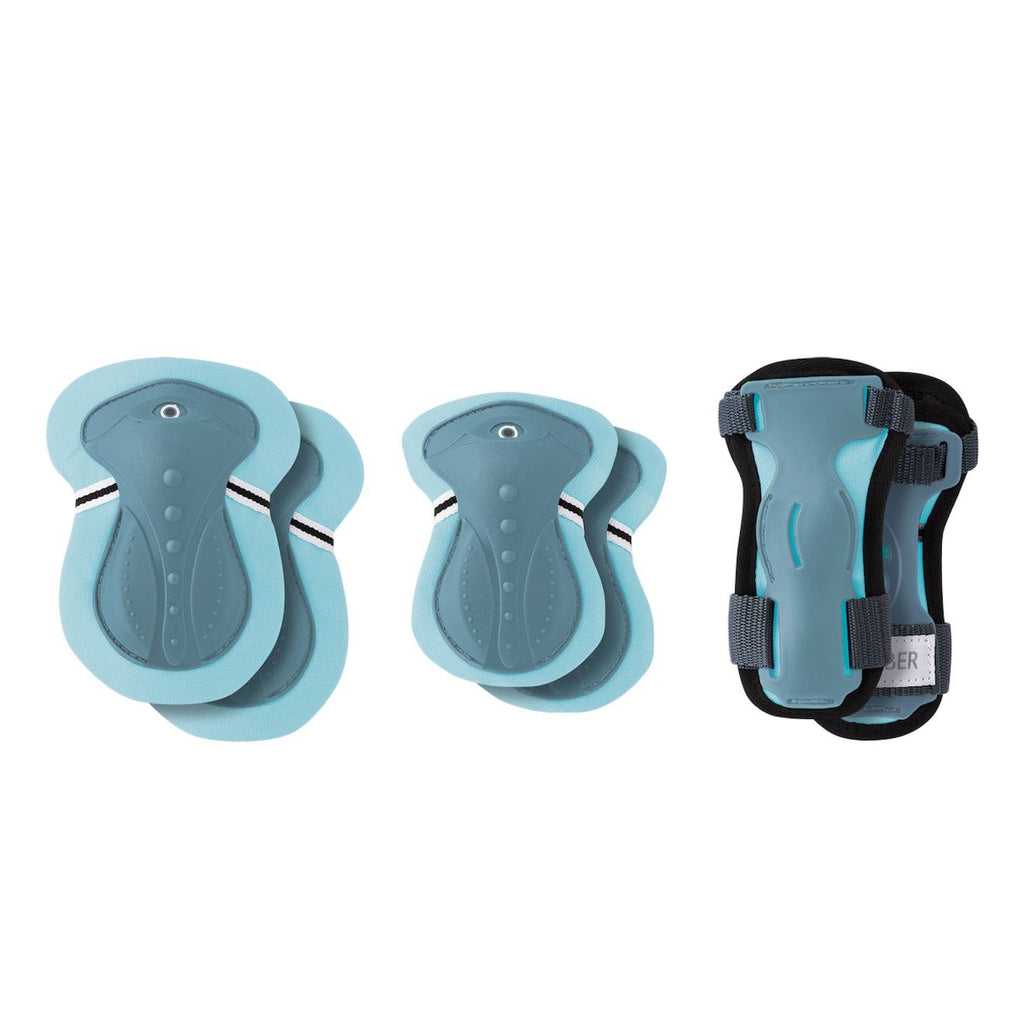 Set 3 protections enfant xs (coudes, genoux, poignets) bleu pastel