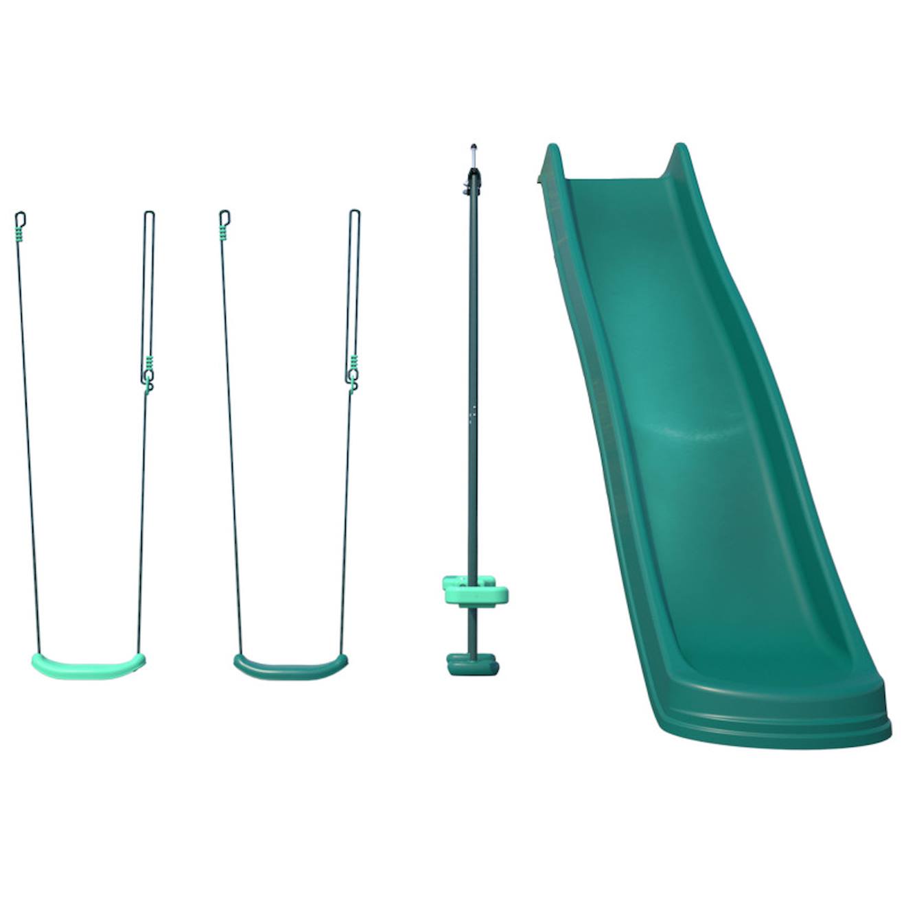 Set 4 agrès avec face à face et toboggan pour portique cocoon vert