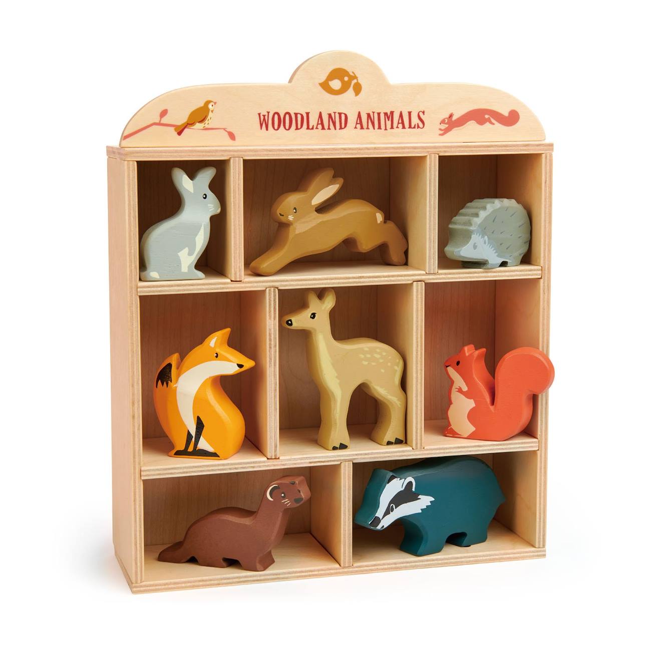 Set animaux en bois forêt beige
