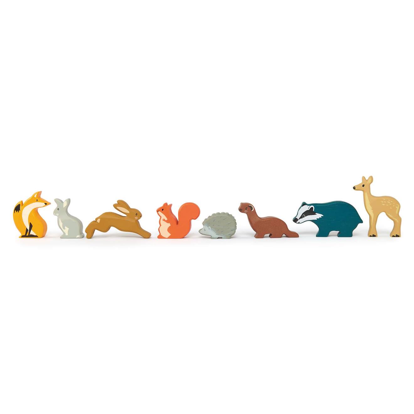 Set animaux en bois forêt beige