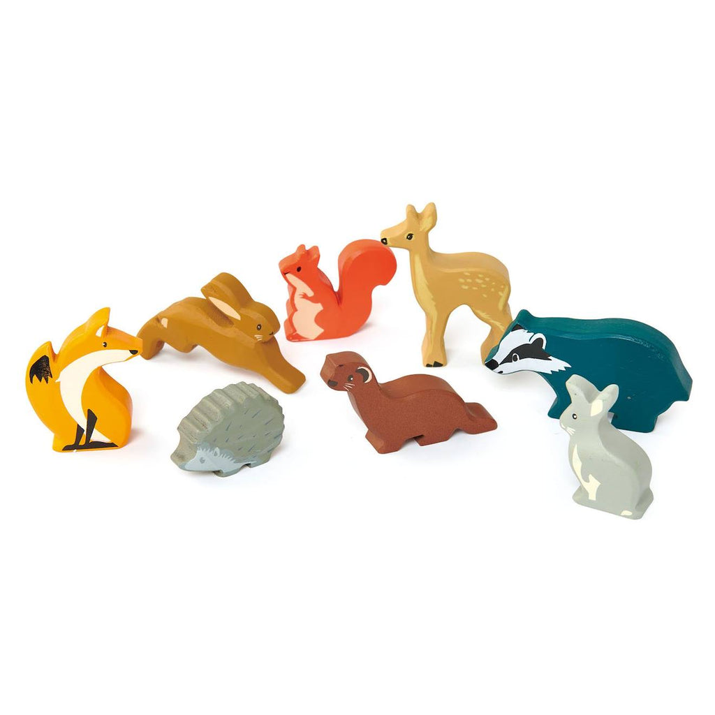 Set animaux en bois forêt beige