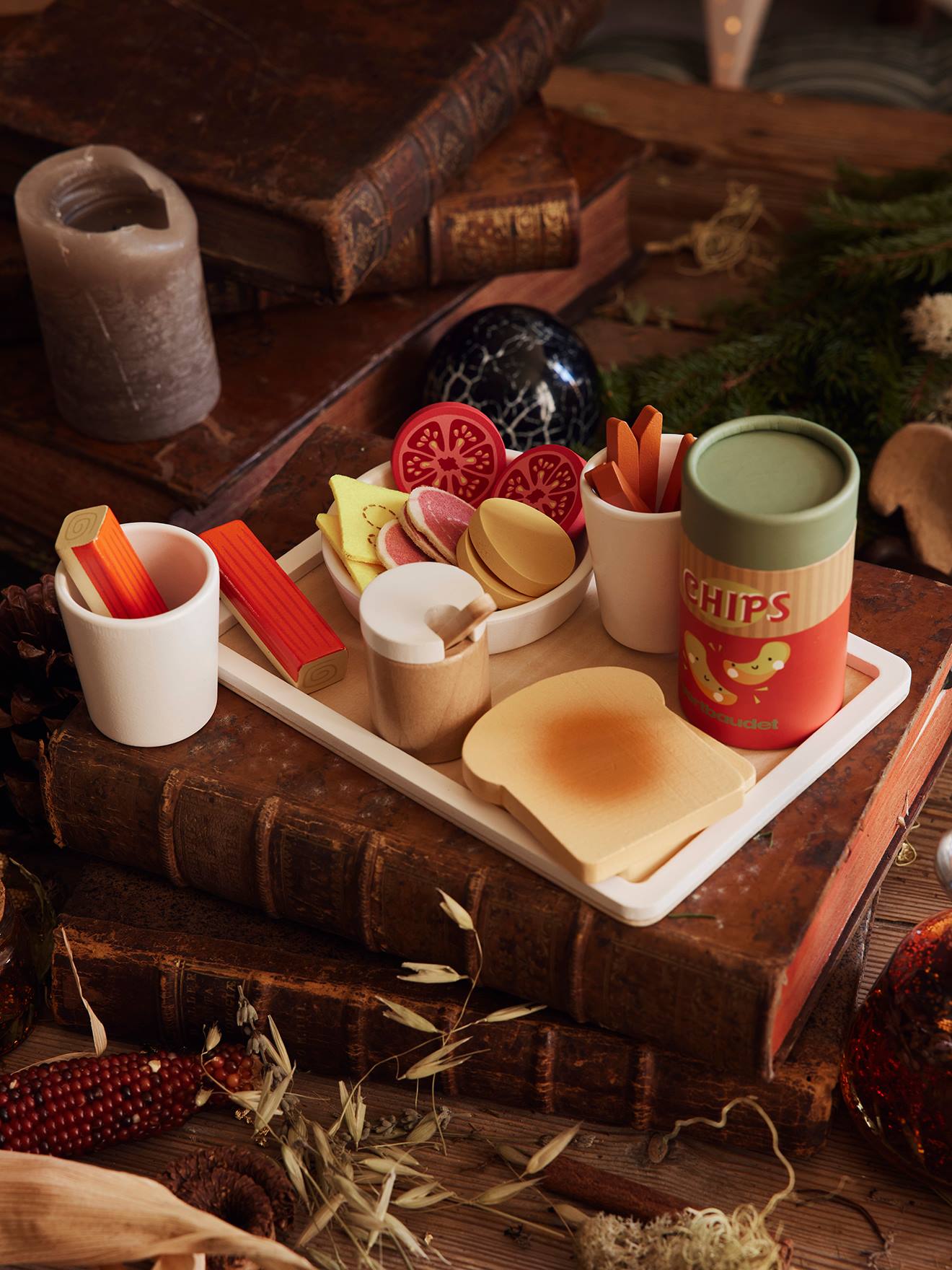 Set apéritif en bois FSC beige