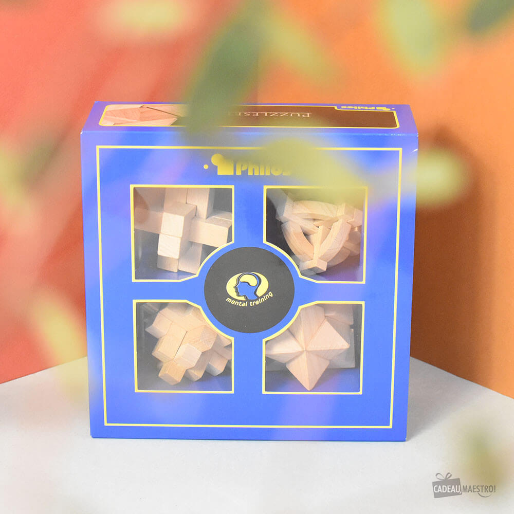 Set de Casse-Tête Bois KongMing (x4) - Casse-Tête Philos