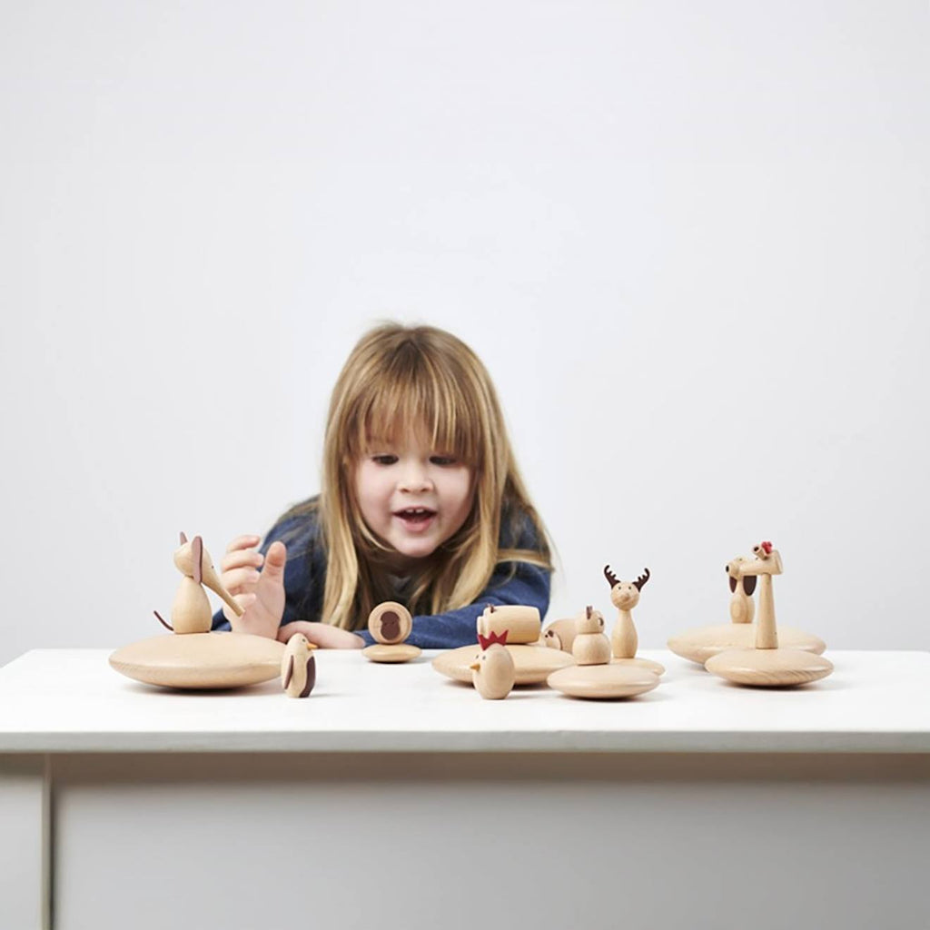 Set de 10 animaux en bois beige