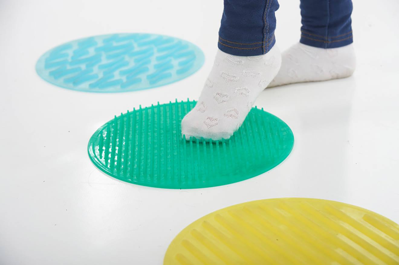 Set de 10 ronds tactiles et texturés en silicone multicolore