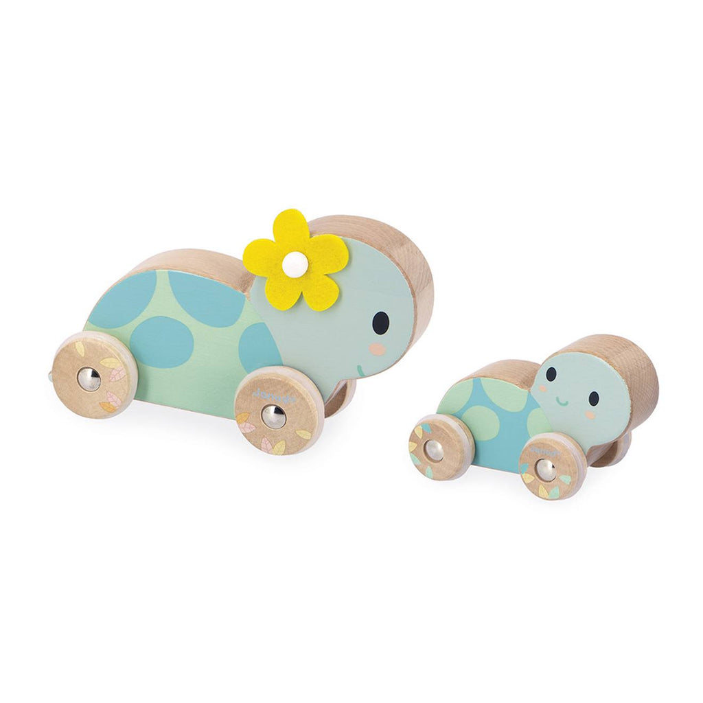 Set de 2 tortues roulantes en bois FSC vert