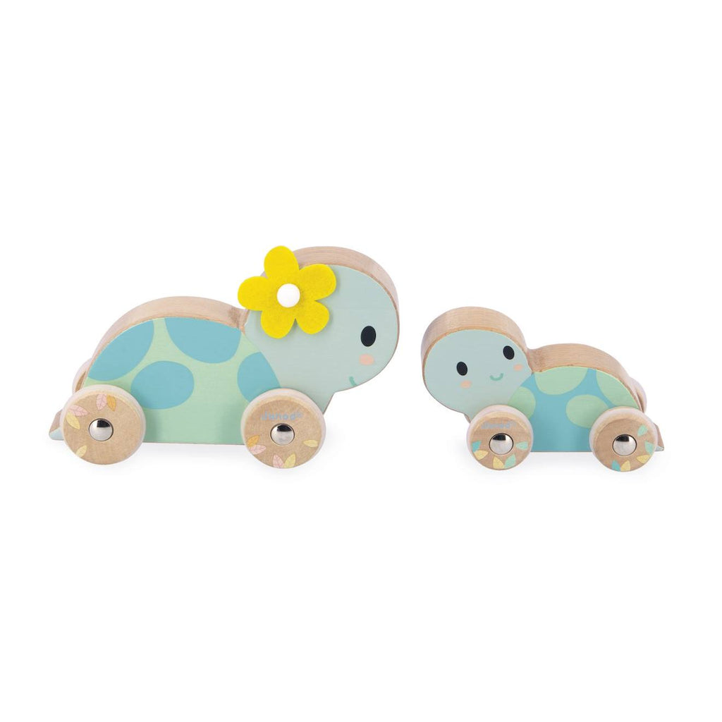 Set de 2 tortues roulantes en bois FSC vert