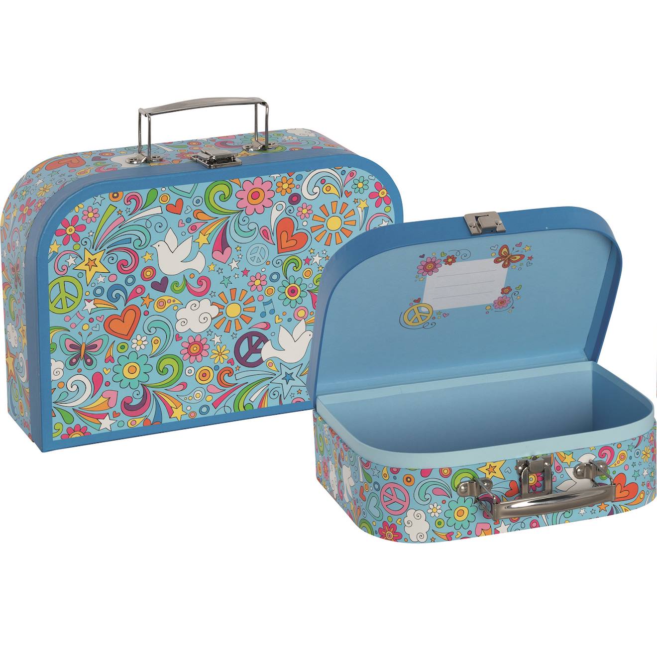 Set de 2 valisettes peace and love bleu