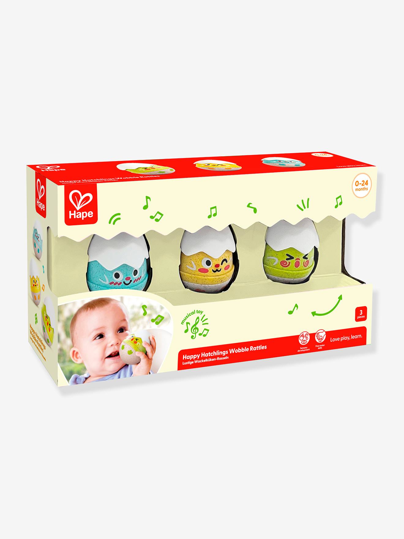 Set de 3 hochets poussins - blanc