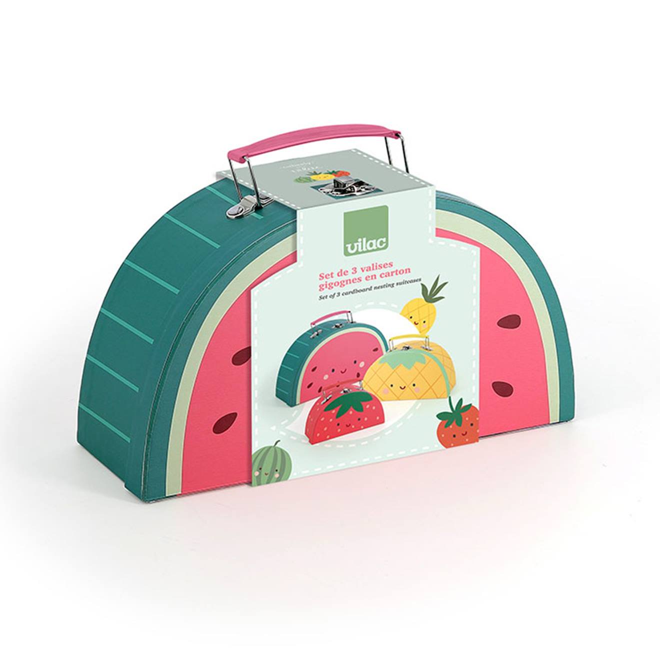 Set de 3 valisettes fruits gourmands vert