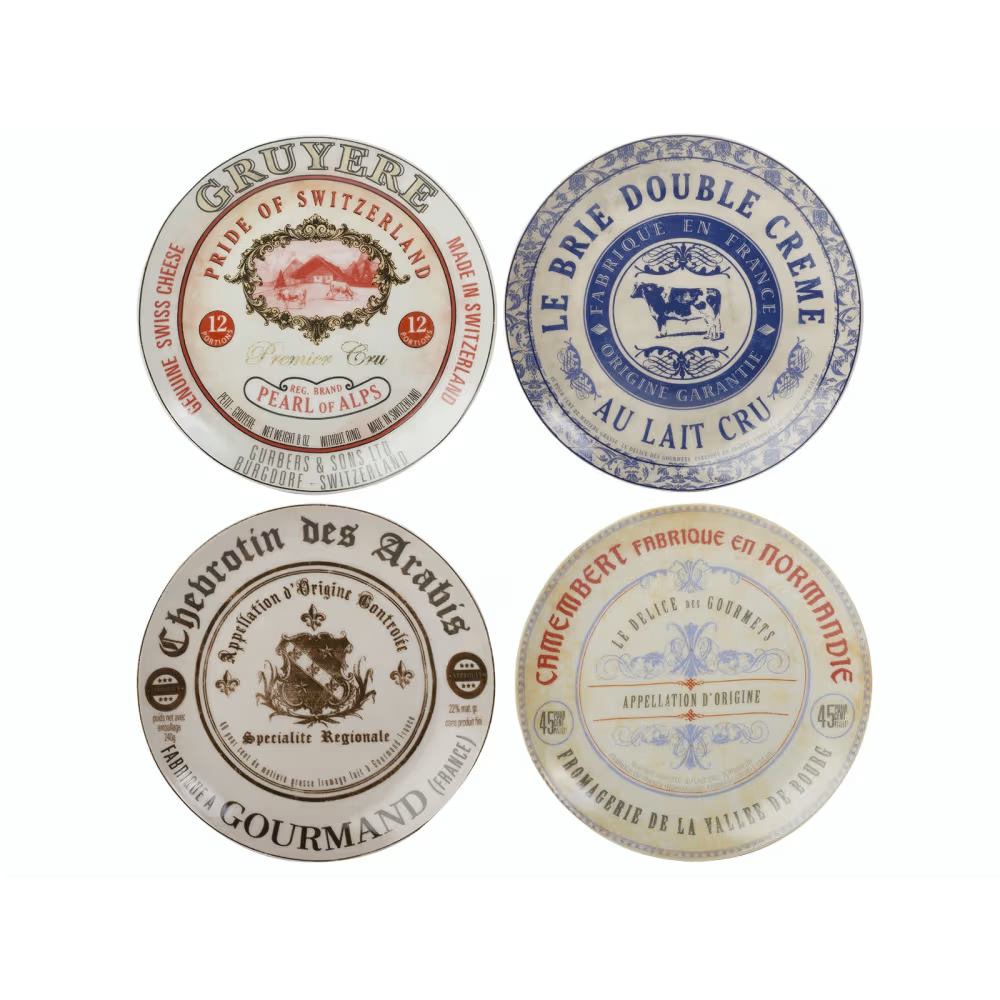 Set de 4 assiettes à fromage en porcelaine