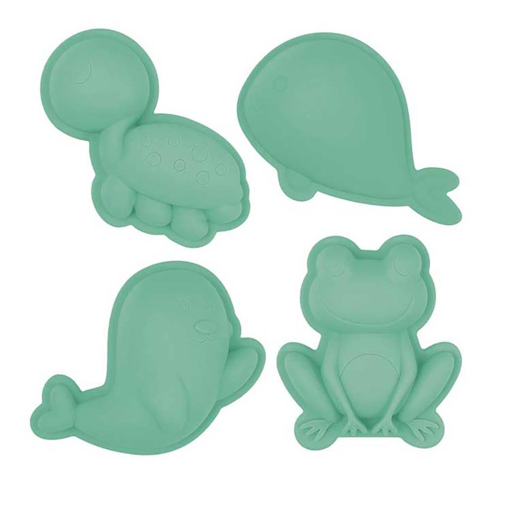 Set de 4 moules de plage en silicone souple vert