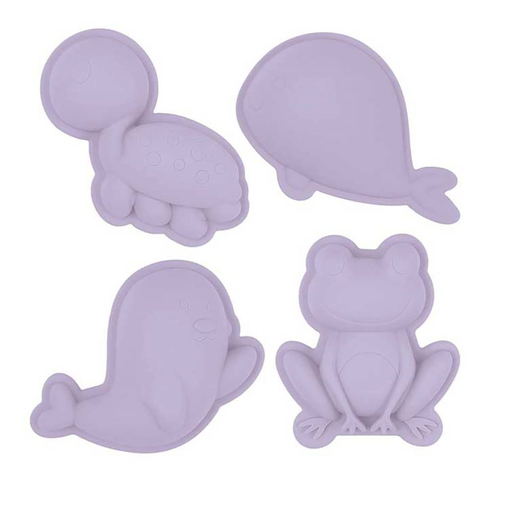 Set de 4 moules de plage en silicone souple violet