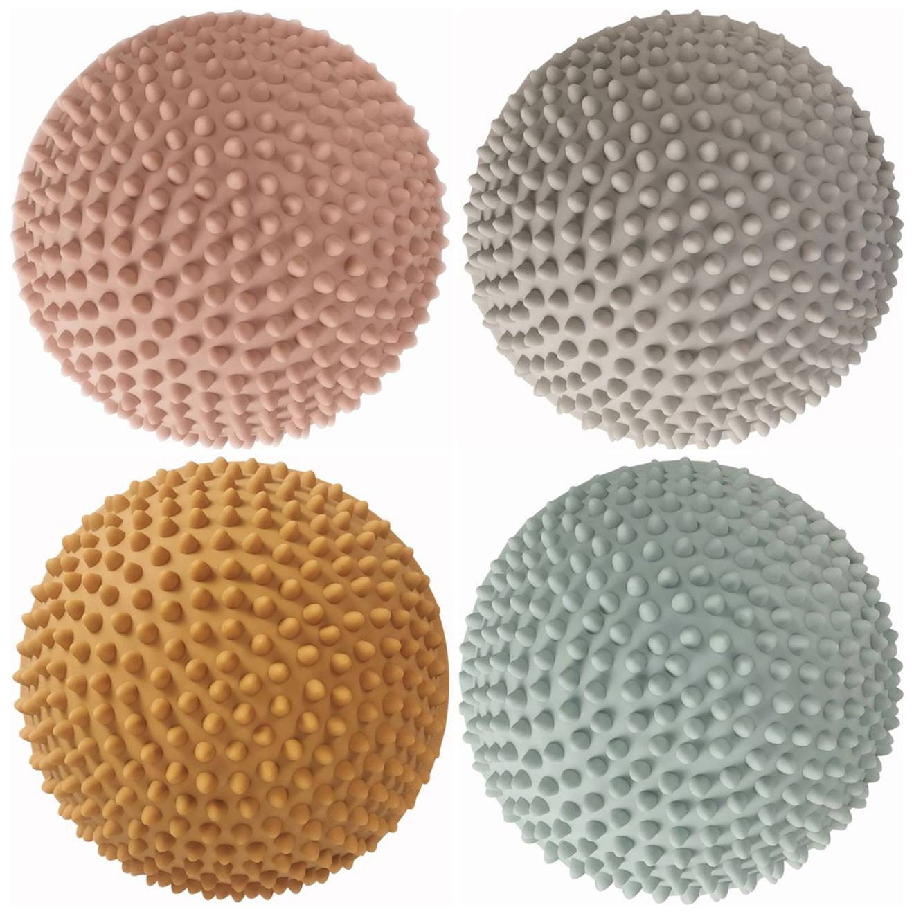 Set de 4 pierres sensorielles ocre, rose, gris, vert sauge
