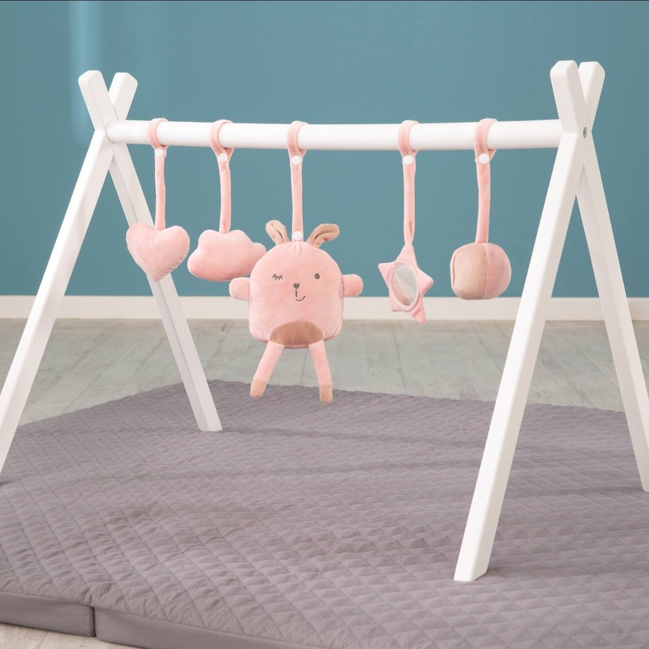 Set de 5 jouets à suspendre pour arche d'éveil lil cutie rose / lapin