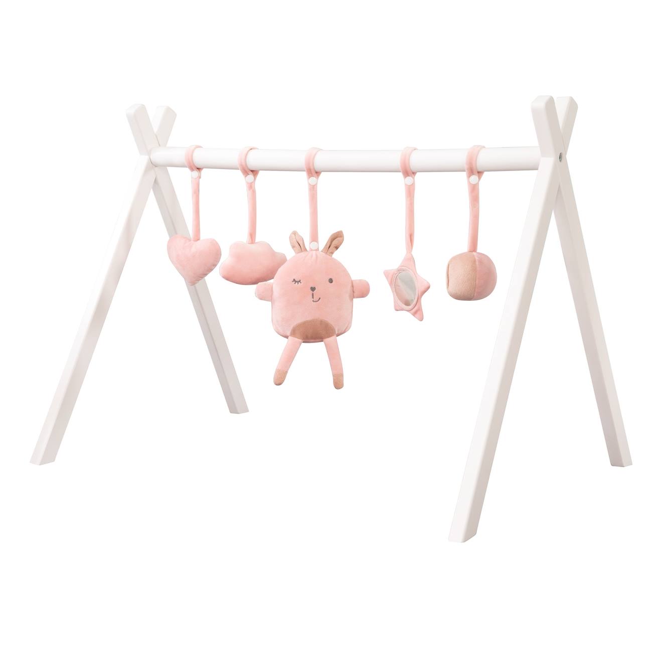 Set de 5 jouets à suspendre pour arche d'éveil lil cutie rose / lapin