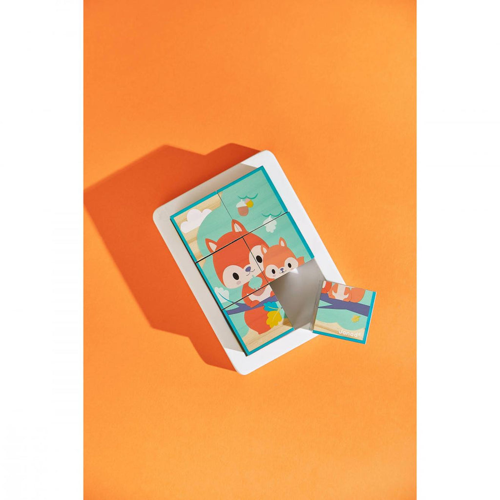 Set de 6 cubes en bois puzzle animaux multicolore