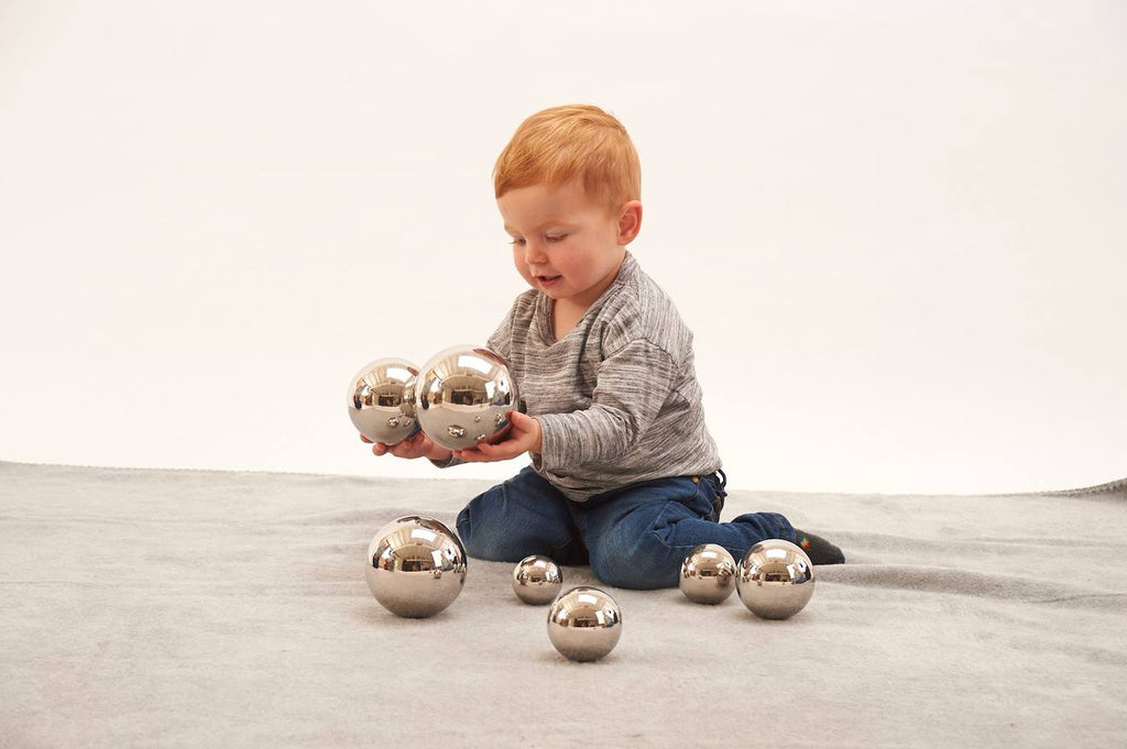 Set de 7 balles sonores réfléchissantes et sensorielles argent