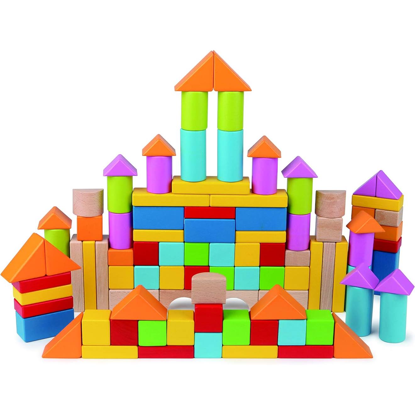Set de blocs de bois colorés, 101 pièces multicolore