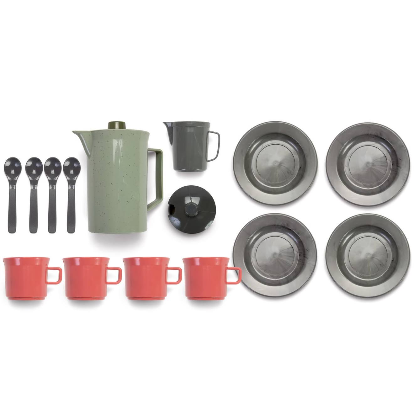 Set de café en filet 17 pièces vert