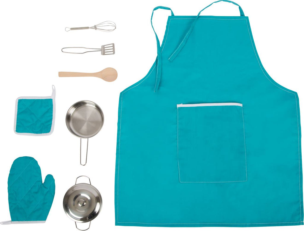 Set de cuisine avec tablier bleu