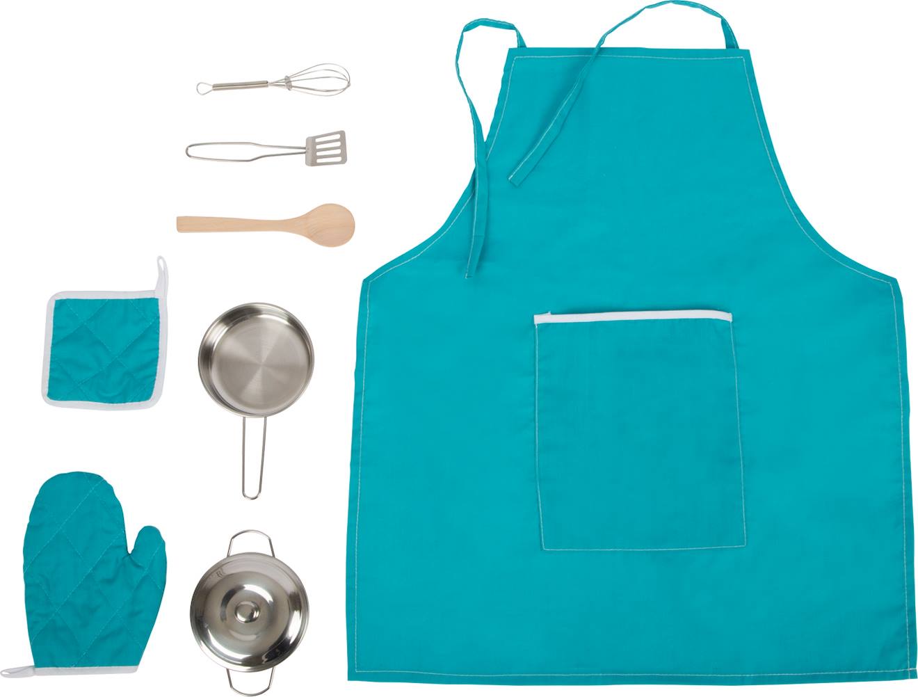 Set de cuisine avec tablier bleu