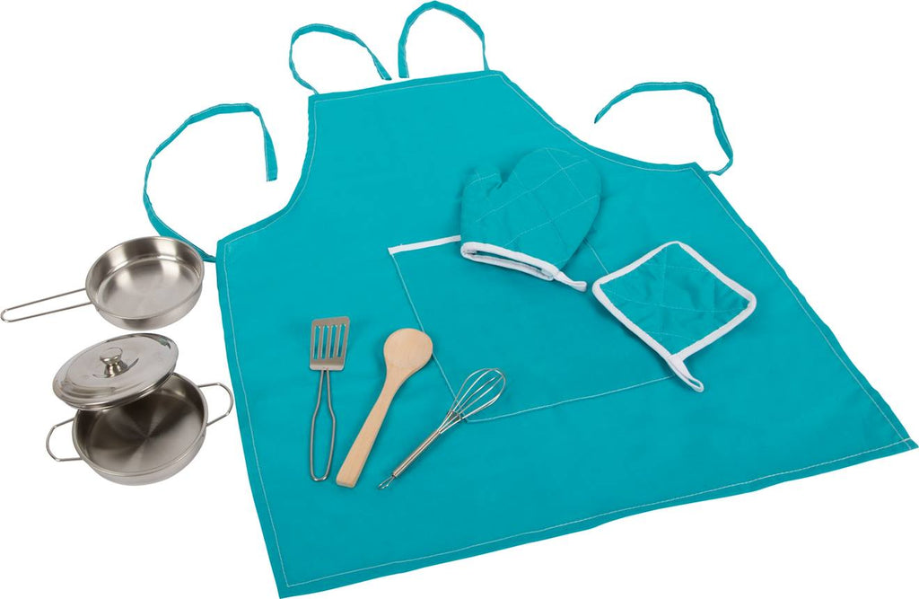 Set de cuisine avec tablier bleu