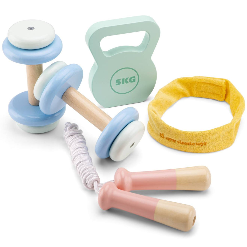 Set de fitness en bois blanc
